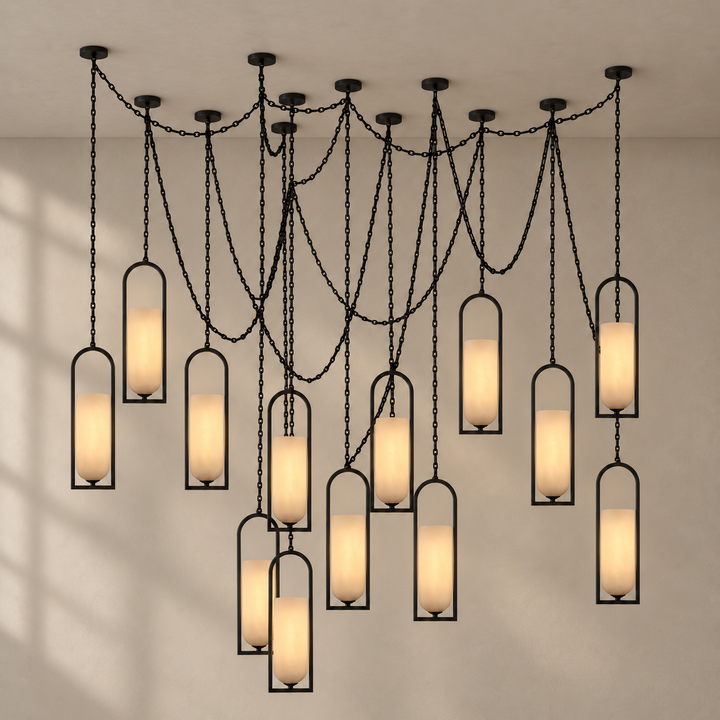 Cascading Chain Lantern Chandelier