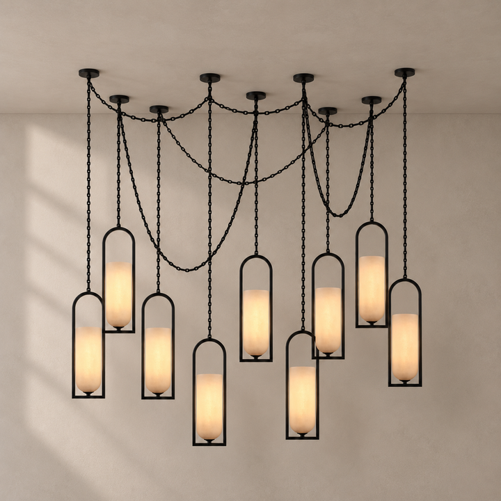 Cascading Chain Lantern Chandelier