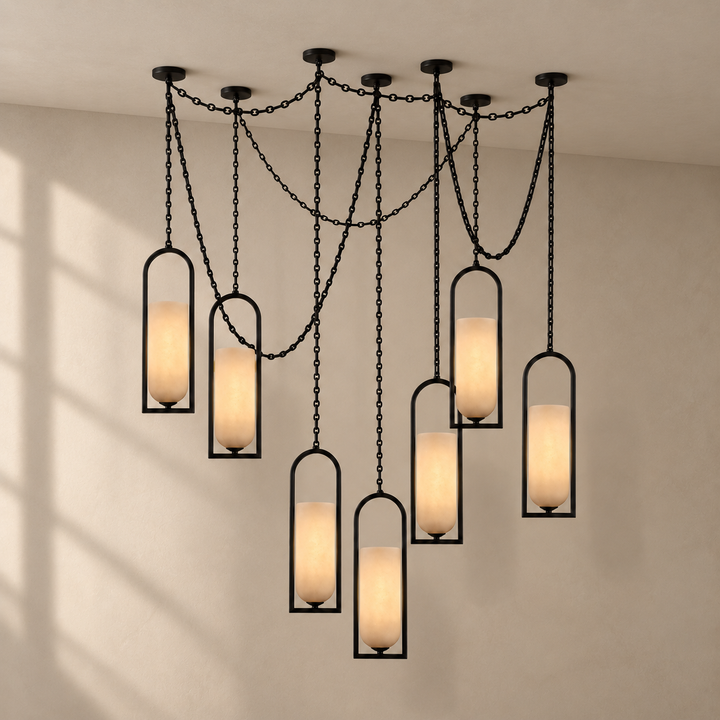 Cascading Chain Lantern Chandelier