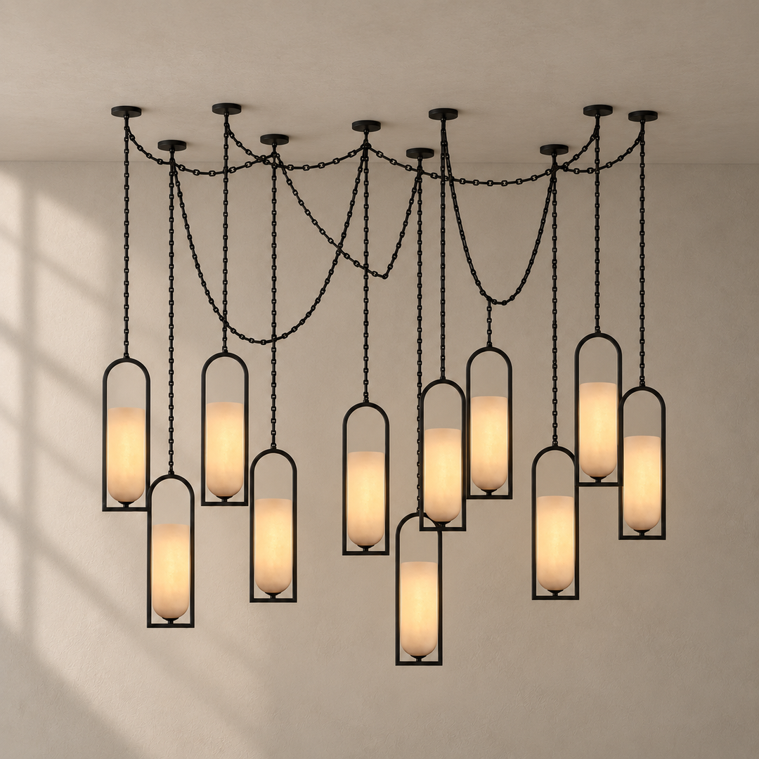 Cascading Chain Lantern Chandelier