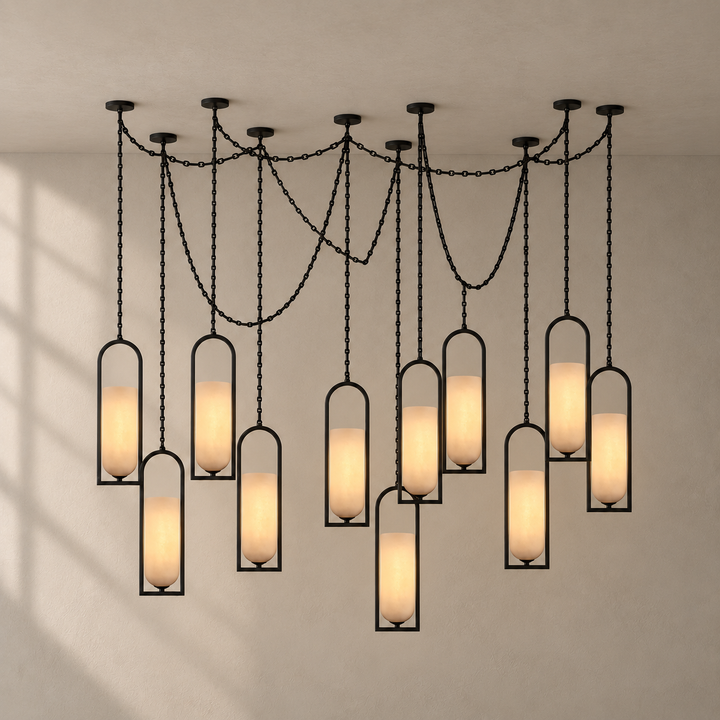Cascading Chain Lantern Chandelier