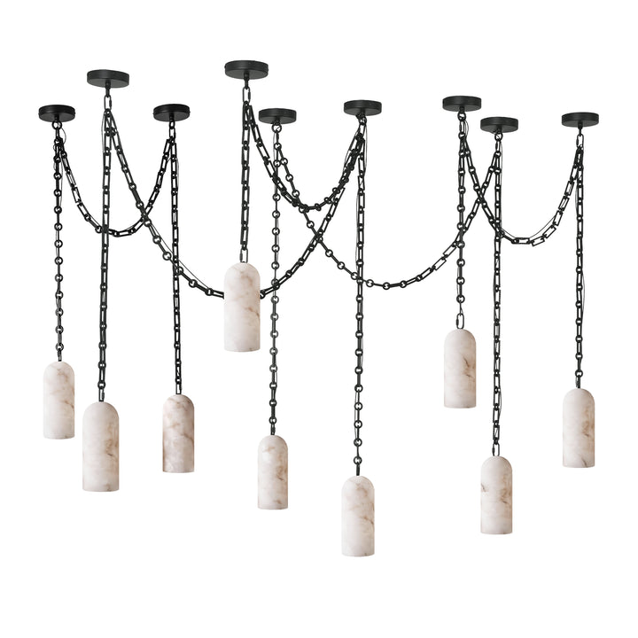 Cascading Chain Capsule Chandelier