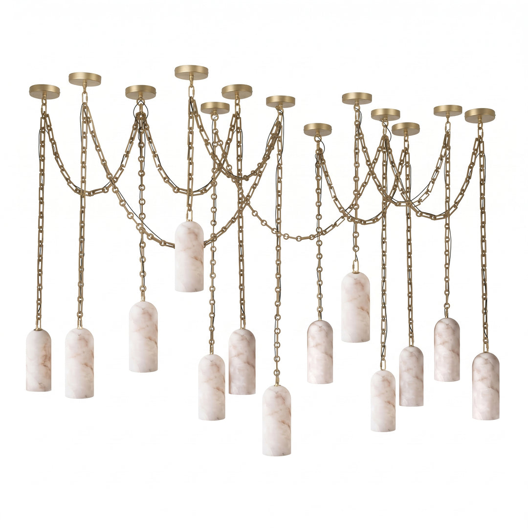 Cascading Chain Capsule Chandelier