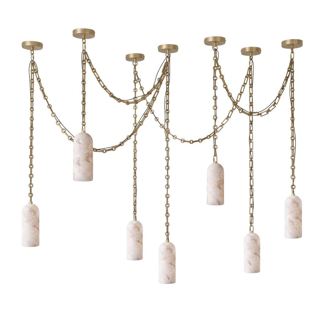 Cascading Chain Capsule Chandelier