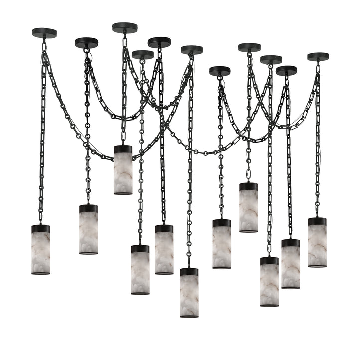 Cascading Chain Cylinder Chandelier