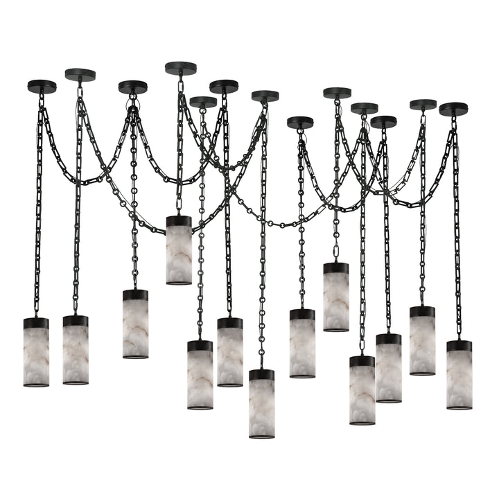 Cascading Chain Cylinder Chandelier