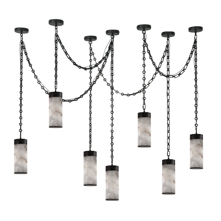 Cascading Chain Cylinder Chandelier