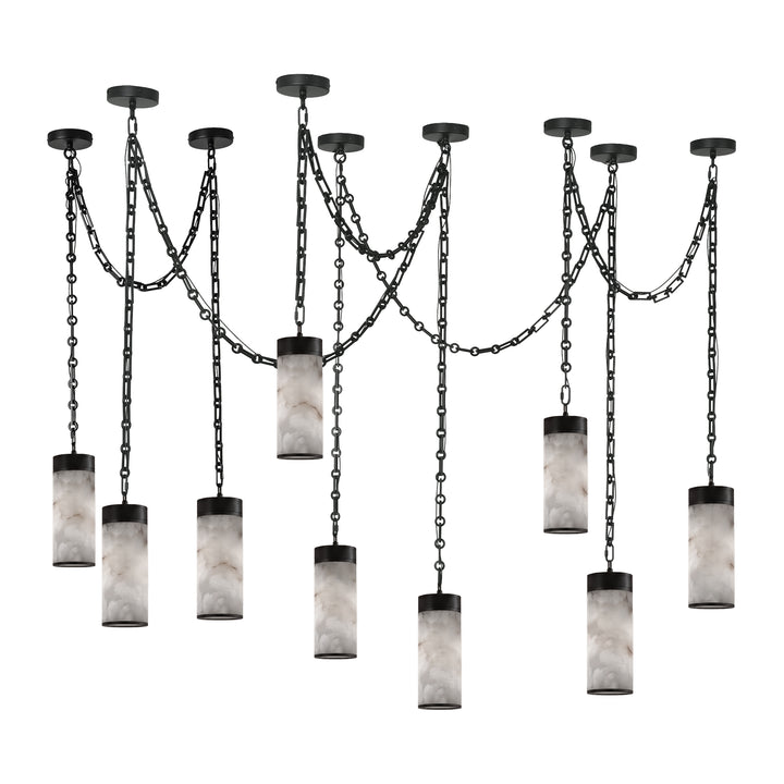 Cascading Chain Cylinder Chandelier