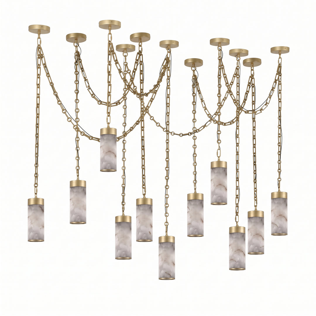 Cascading Chain Cylinder Chandelier
