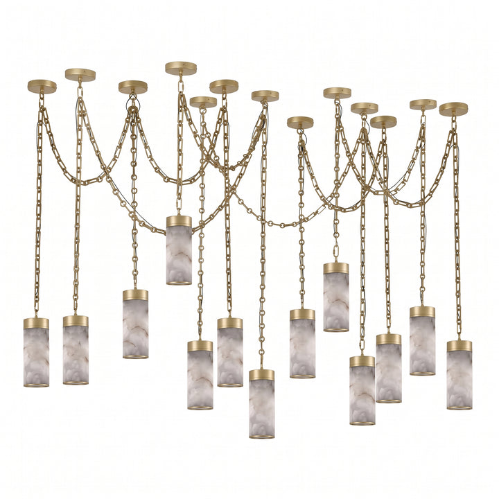 Cascading Chain Cylinder Chandelier