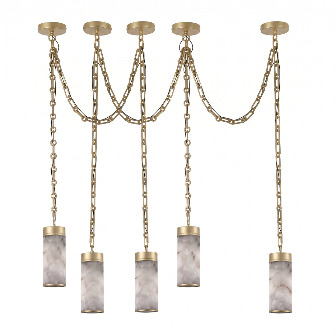 Cascading Chain Cylinder Chandelier