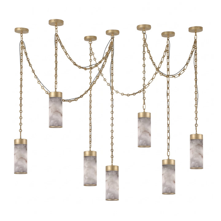 Cascading Chain Cylinder Chandelier