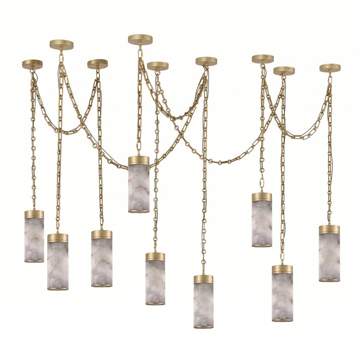 Cascading Chain Cylinder Chandelier