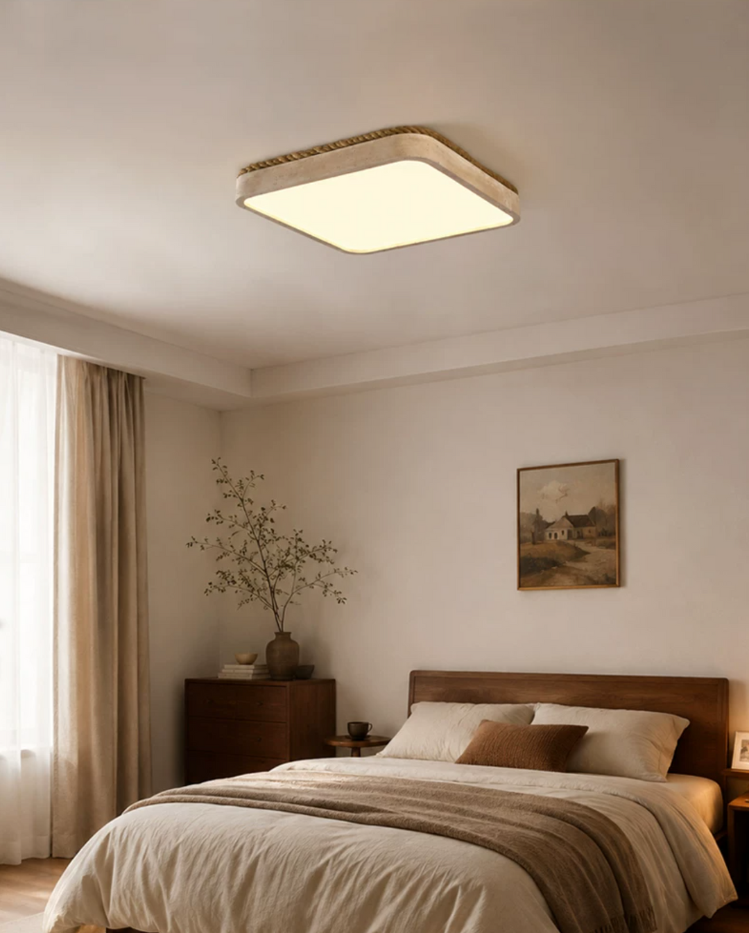 Casement Travertine Flush Mount Light