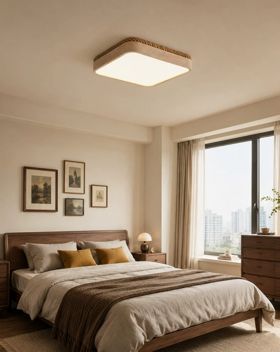 Casement Travertine Flush Mount Light