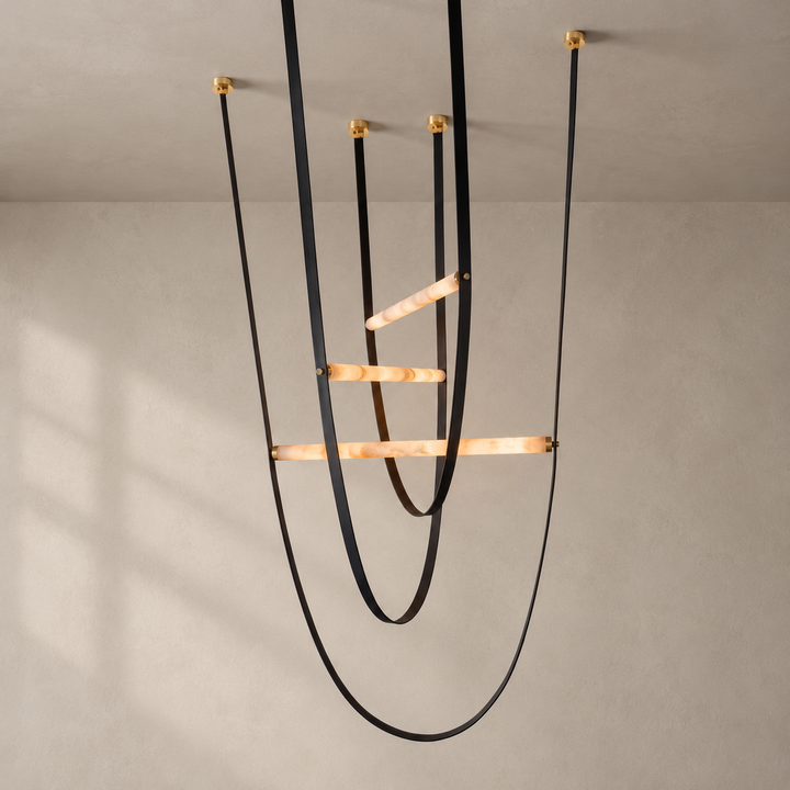 Cavelle Alabaster Leather Strap Pendant Light