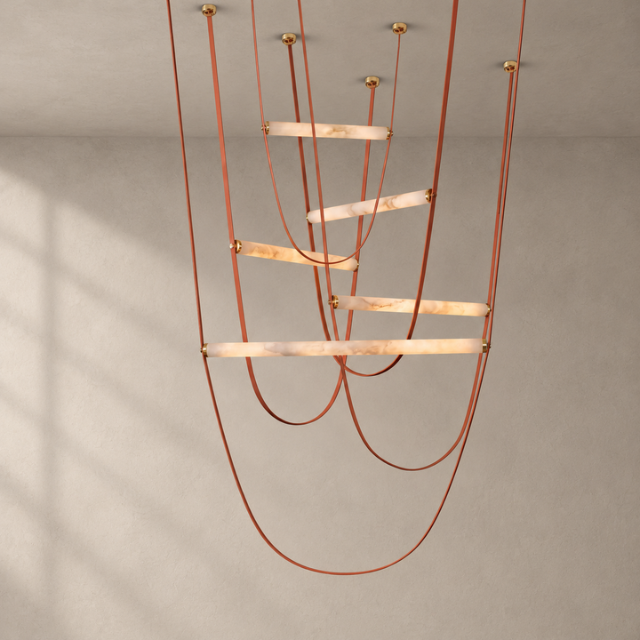 Cavelle Alabaster Leather Strap Pendant Light