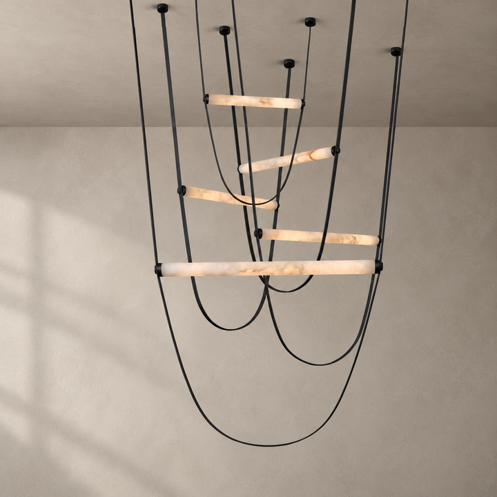 Cavelle Alabaster Leather Strap Pendant Light