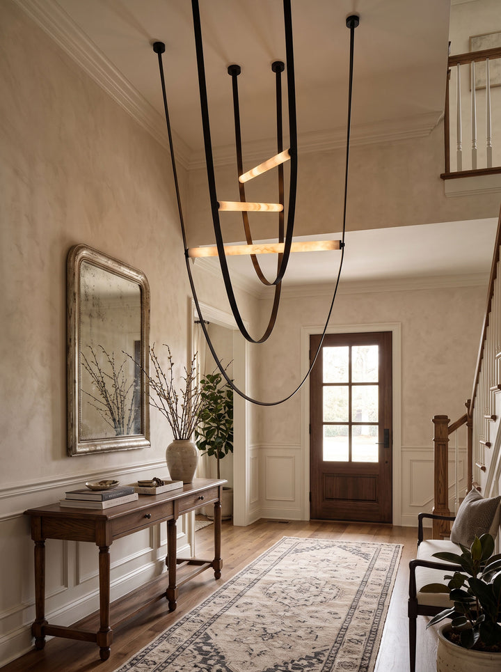 Cavelle Alabaster Leather Strap Pendant Light