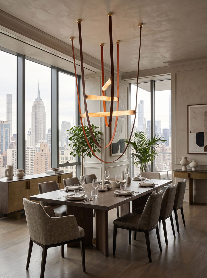 Cavelle Alabaster Leather Strap Pendant Light