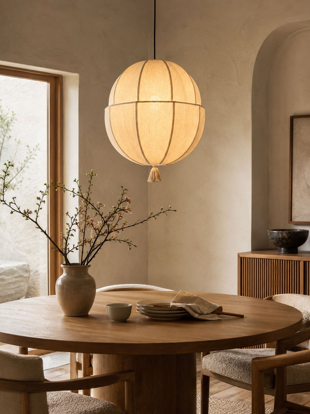 Celene Fabric Lantern Pendant Light - Vakkerlight