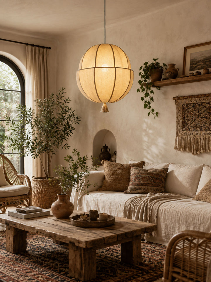 Celene Fabric Lantern Pendant Light - Vakkerlight