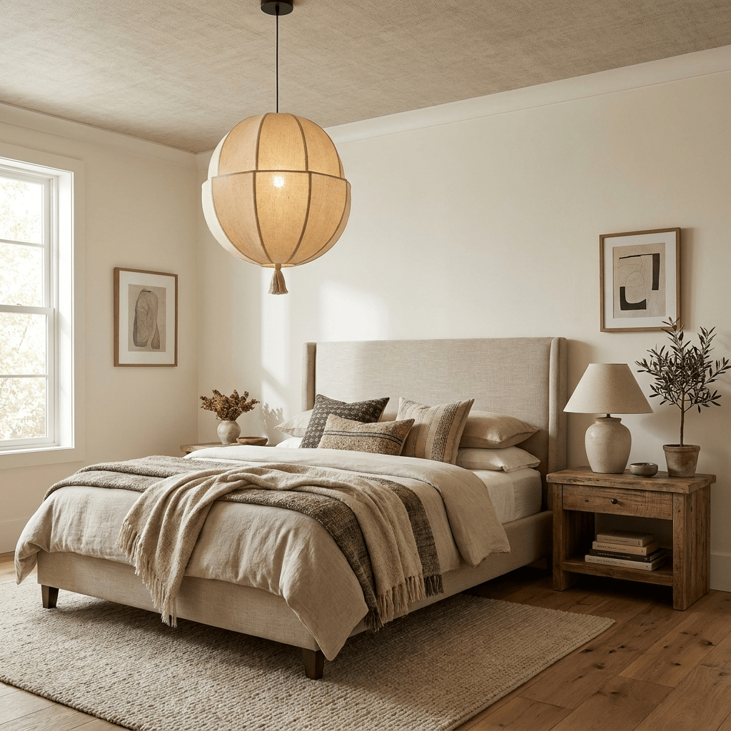 Celene Fabric Lantern Pendant Light - Vakkerlight