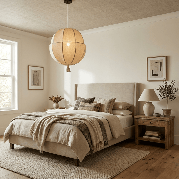 Celene Fabric Lantern Pendant Light - Vakkerlight