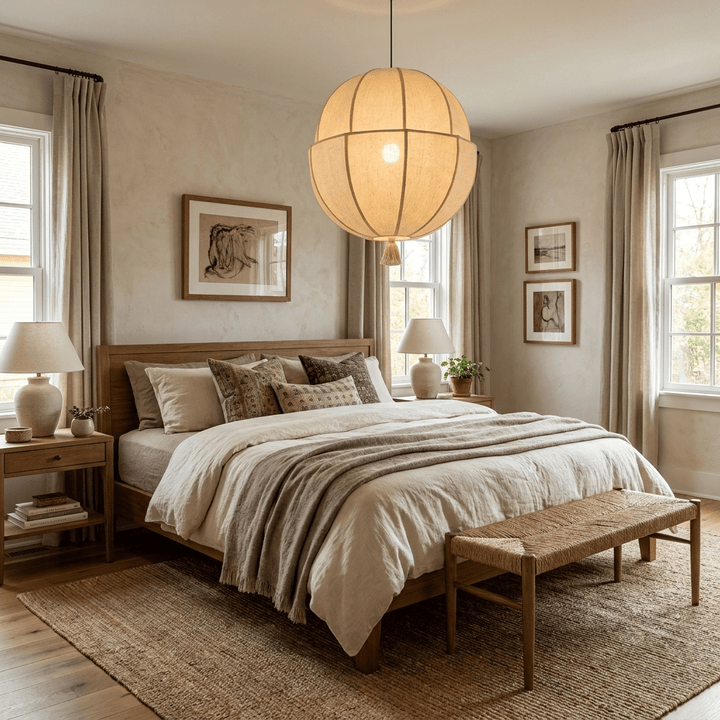Celene Fabric Lantern Pendant Light - Vakkerlight