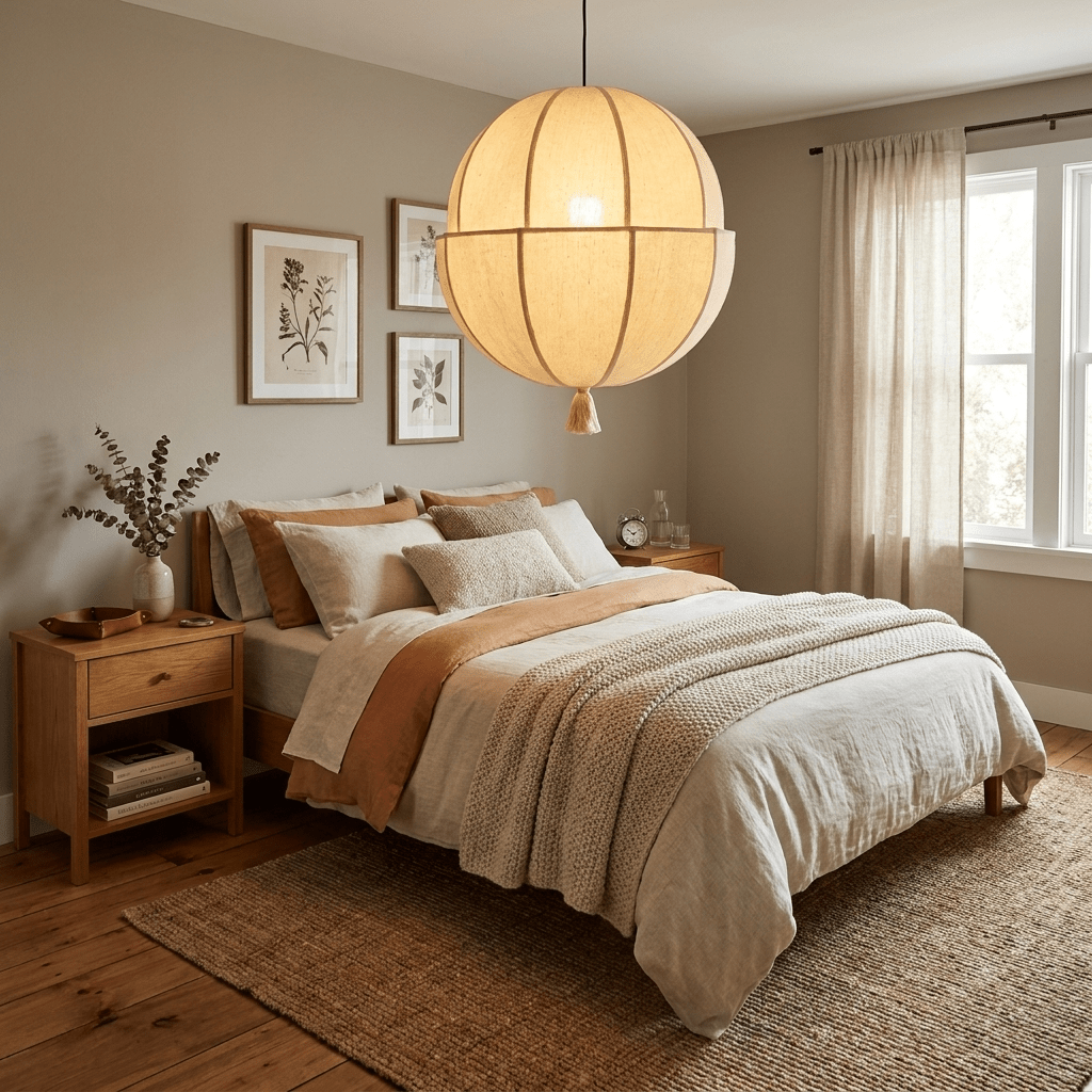 Celene Fabric Lantern Pendant Light - Vakkerlight