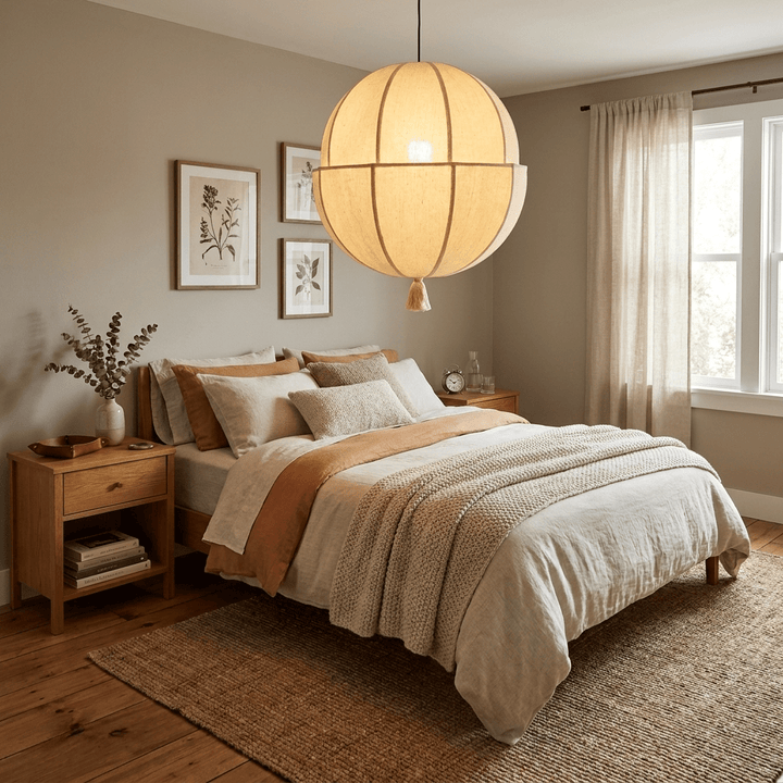 Celene Fabric Lantern Pendant Light - Vakkerlight