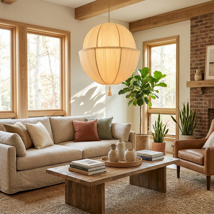 Celene Fabric Lantern Pendant Light