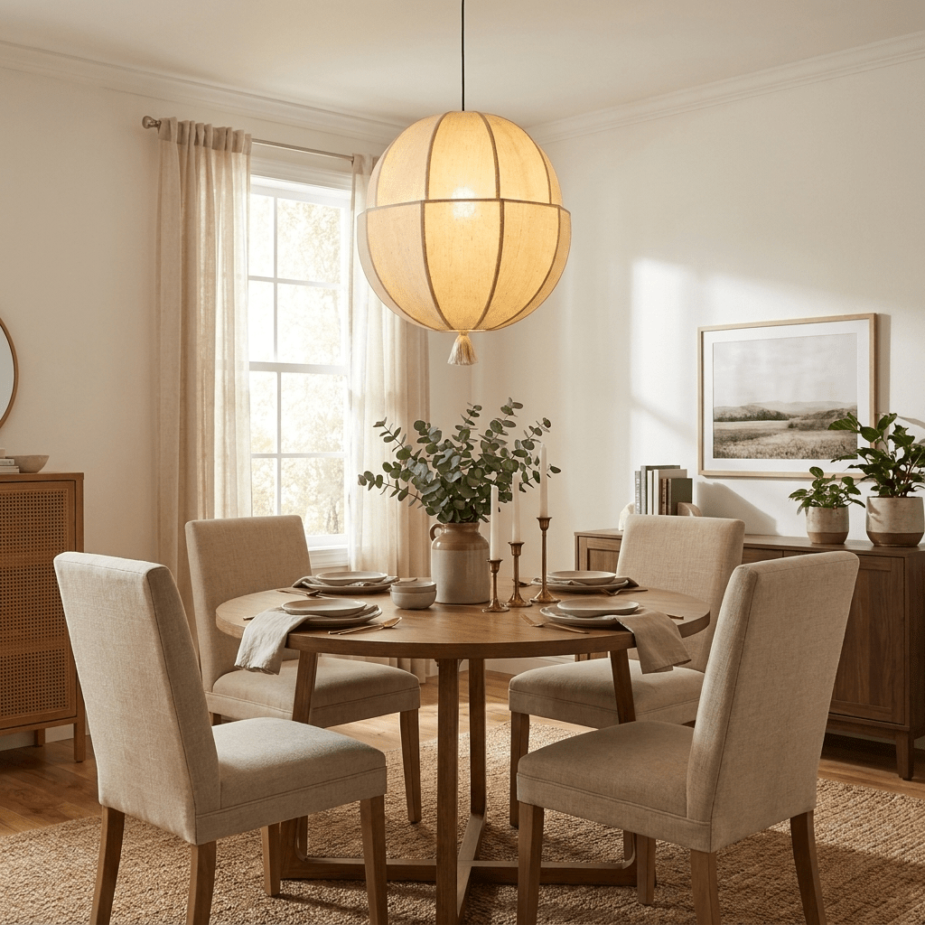 Celene Fabric Lantern Pendant Light - Vakkerlight