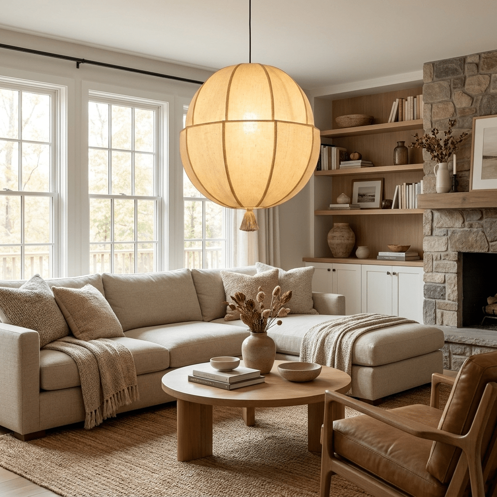 Celene Fabric Lantern Pendant Light - Vakkerlight