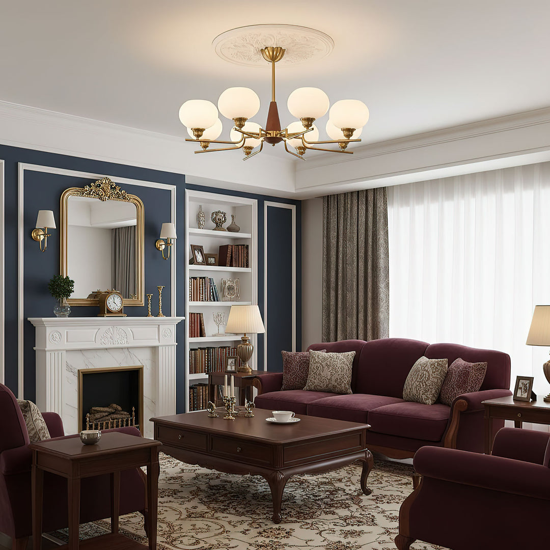 Celeste Sphere Walnut Chandelier - Vakkerlight