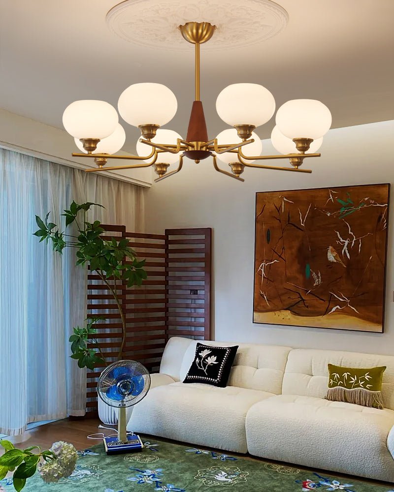 Celeste Sphere Walnut Chandelier - Vakkerlight