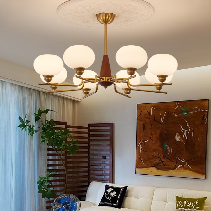 Celeste Sphere Walnut Chandelier - Vakkerlight