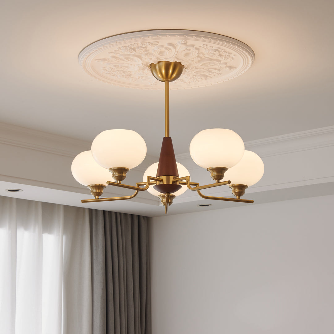 Celeste Sphere Walnut Chandelier - Vakkerlight