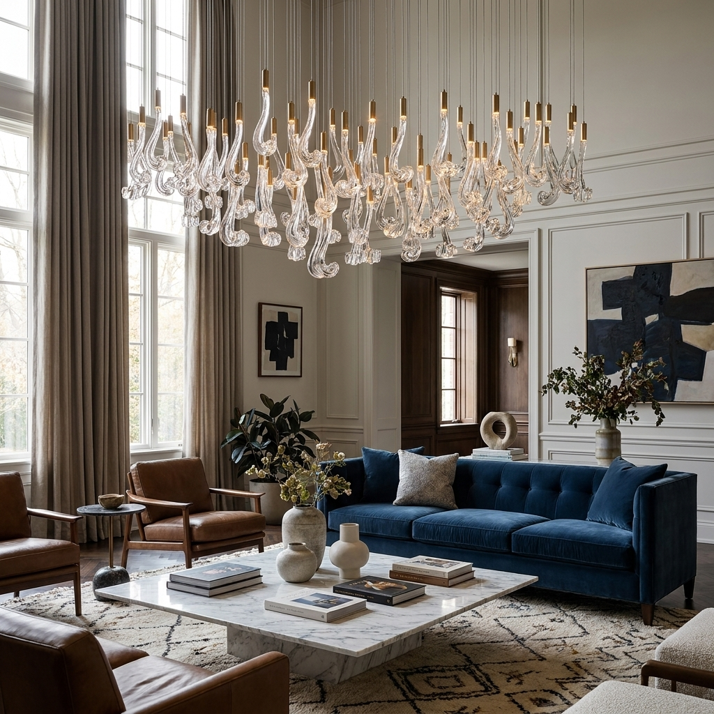 Celestia LED Glass Rain Chandelier