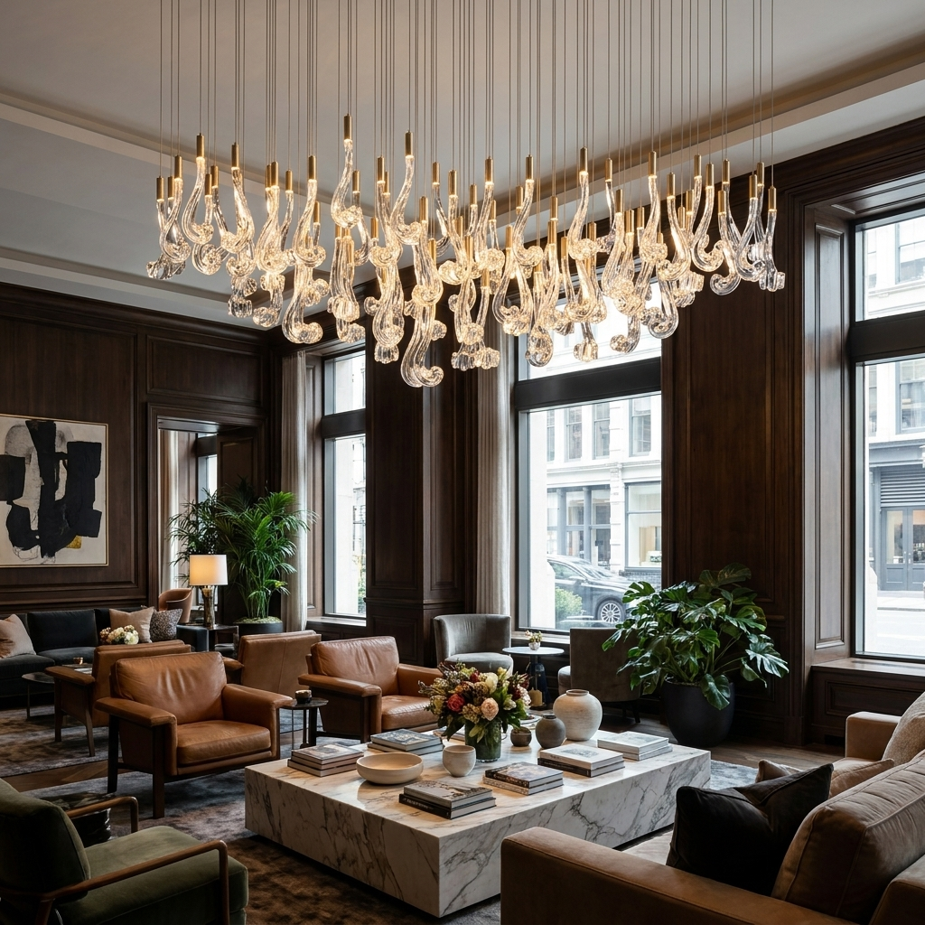 Celestia LED Glass Rain Chandelier
