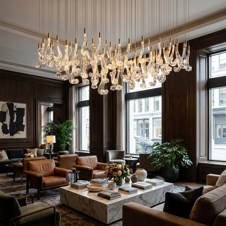 Celestia LED Glass Rain Chandelier