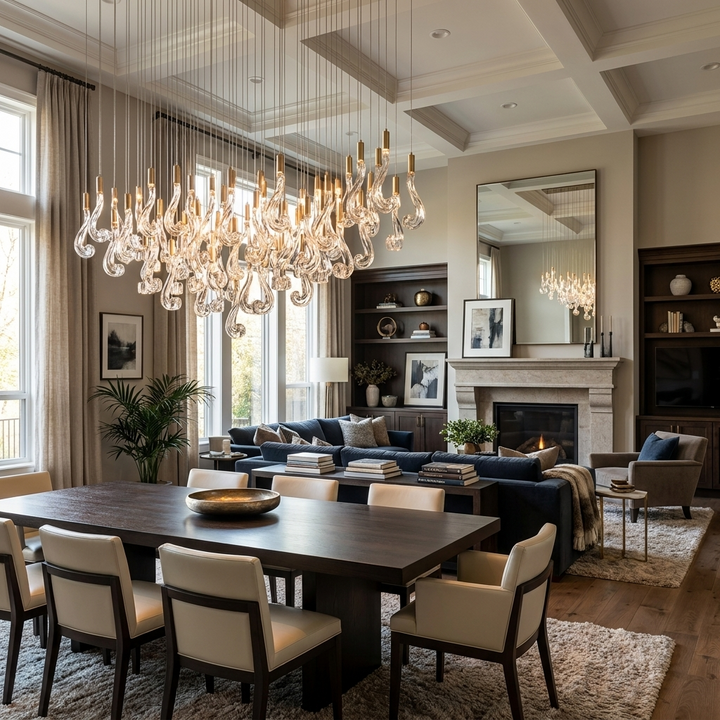 Celestia LED Glass Rain Chandelier