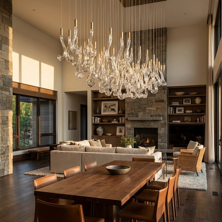 Celestia LED Glass Rain Chandelier