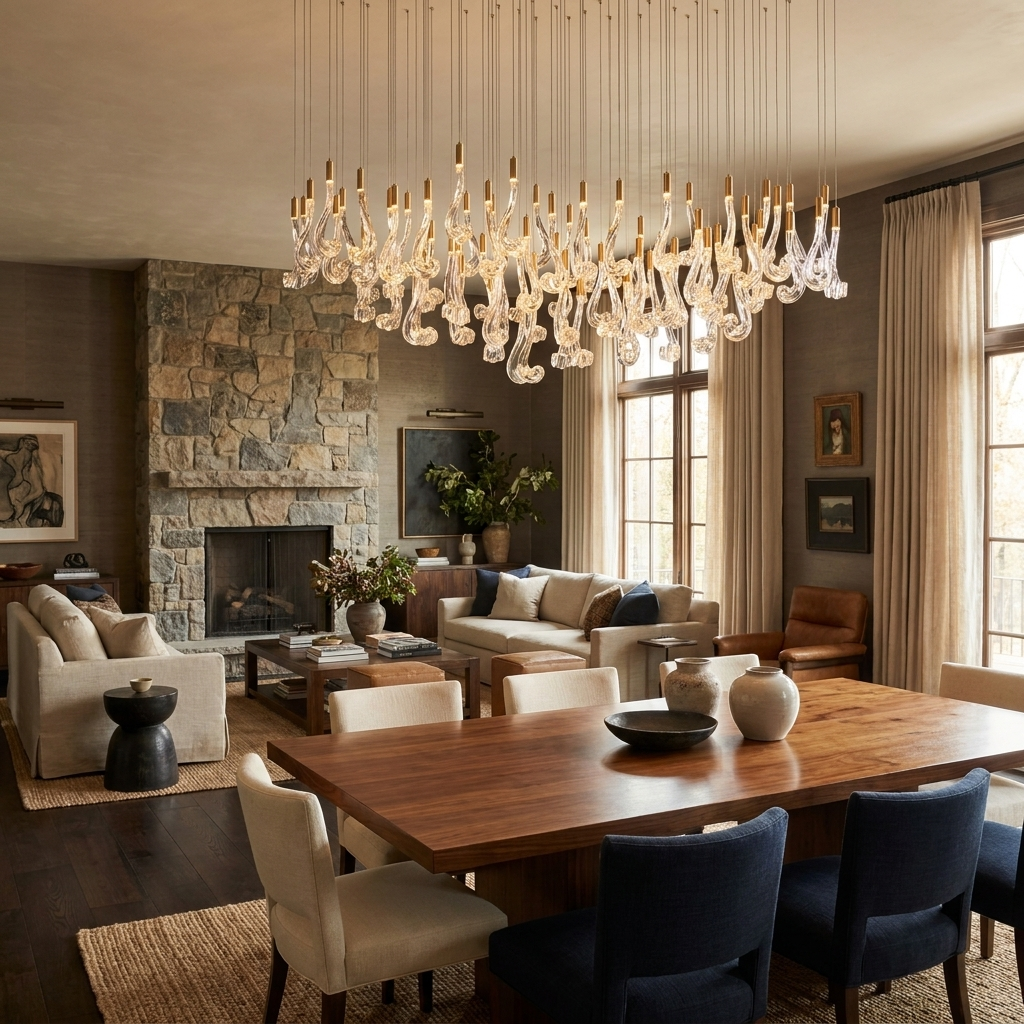 Celestia LED Glass Rain Chandelier