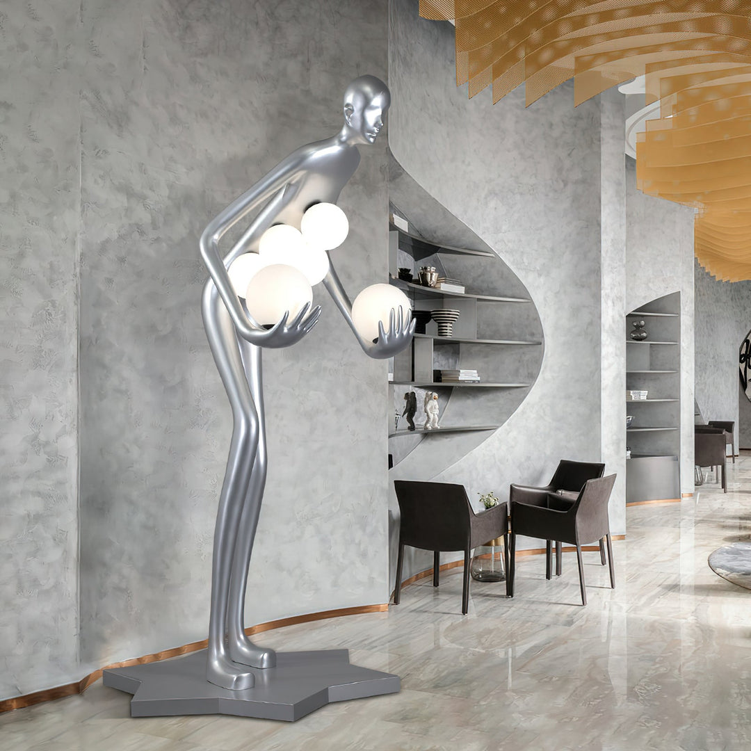 Stehlampe mit Skulptur „Celestial Guardian“