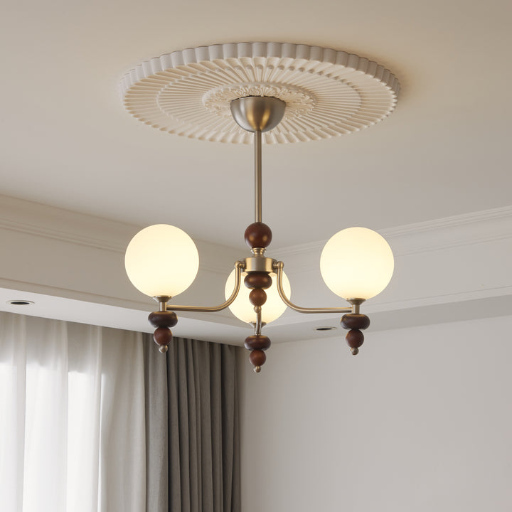 Celestial Sphere Walnut Chandelier