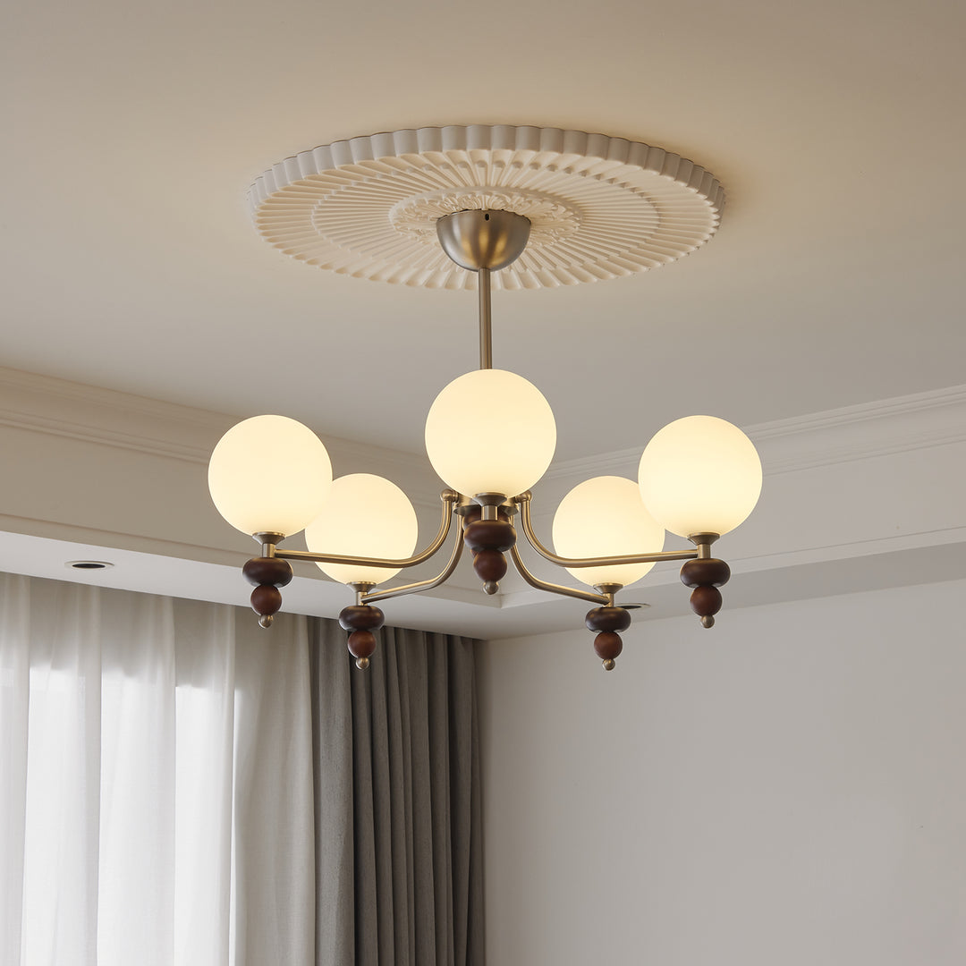 Celestial Sphere Walnut Chandelier