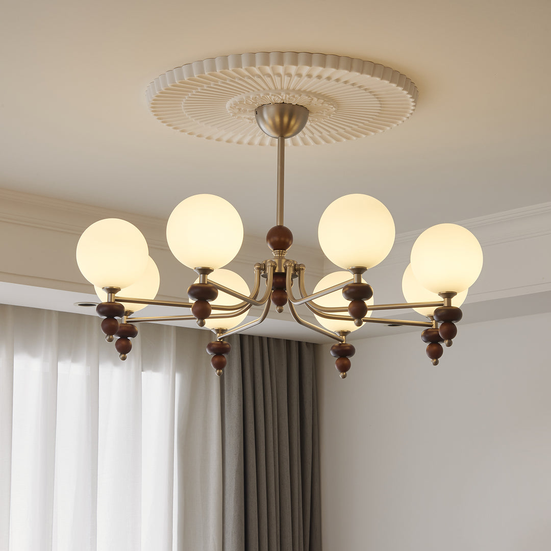 Celestial Sphere Walnut Chandelier