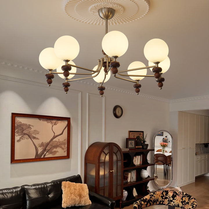 Celestial Sphere Walnut Chandelier