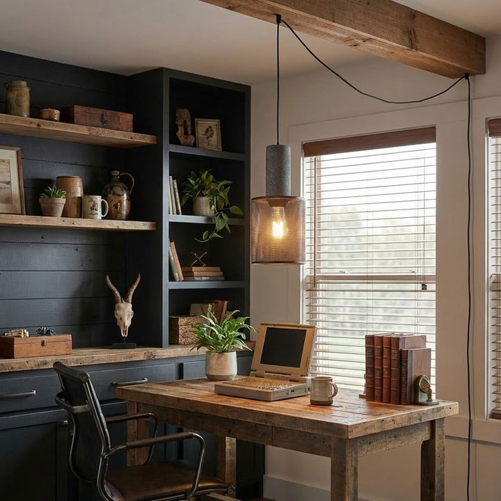 Cement Mesh Plug-in Pendant Lamp